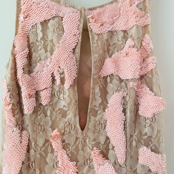 6126’s “Blair” Nude Lace Dress with Pink Sequins - Picture 8 of 11